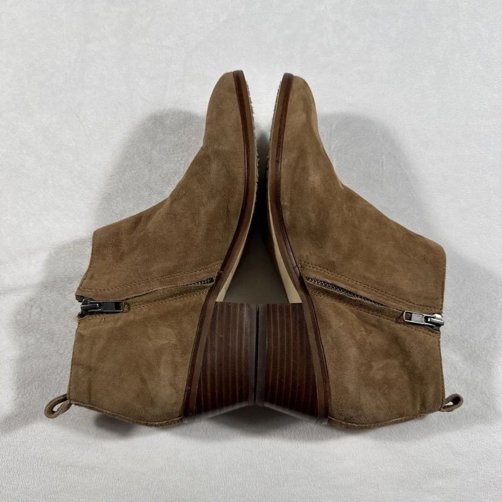 J Crew Size 8.5 Boots Booties Sawyer Suede Leather Brown Ankle‎ Block Heel C9868